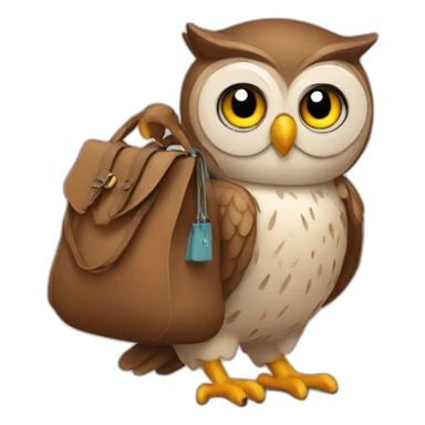Owl with bag sticker