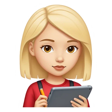 girl draws on a tablet sticker