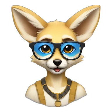 anthro fennec with glasses and mohawk haircut sticker