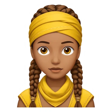woman with brown braids and a yellow bandana sticker
