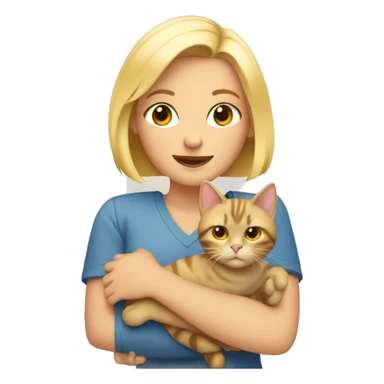 blonde with a bob holding a cat in her arms sticker