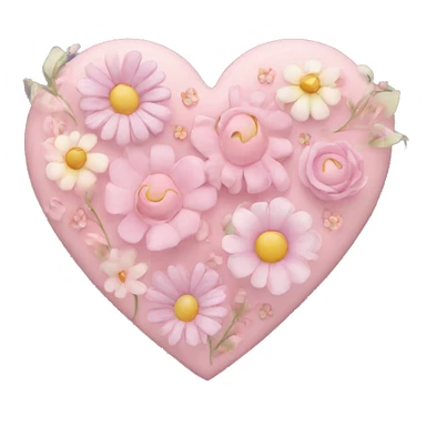 Pastel pink heart and flowers sticker