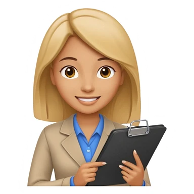 women with clipboard checking page sticker