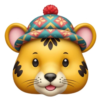 animal wearing patterned hat  sticker
