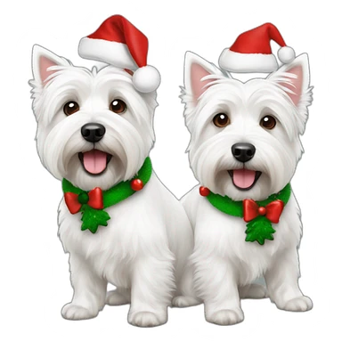 two west highland white terriers with a christmas theme sticker