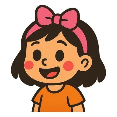 cute little girl with big pink headband on head, colorful toon style, childlike features sticker