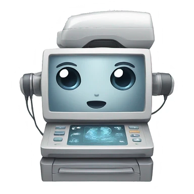 Ultrasound machine with eyes sticker