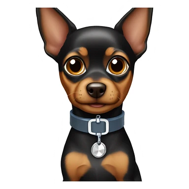 black and brown toy terrier in a medical collar sticker