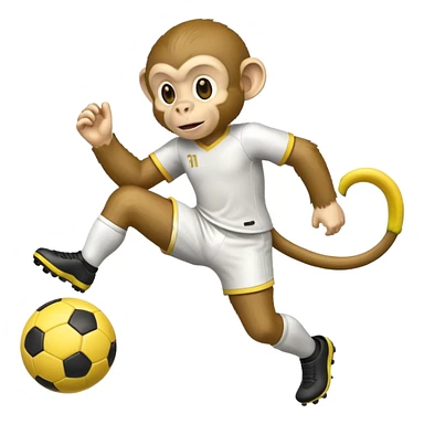 Quiero hacer a un mono jugando futbol y un plátano en la mano sticker