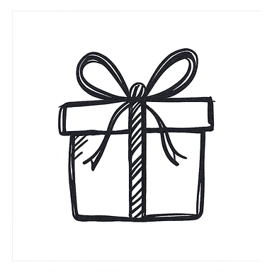 a wrapped present with a bow sticker