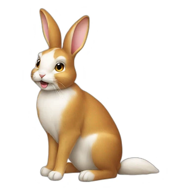 Lapin sur chat sticker