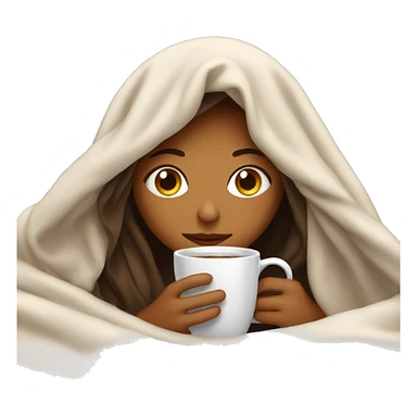 girl inside a blanket sipping coffee eyes closed sticker