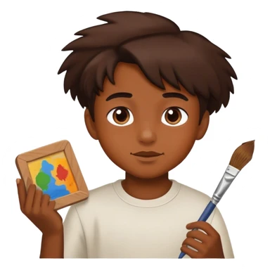 boy painting sticker