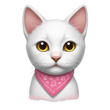 white cat pink bandana sticker