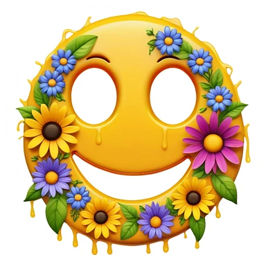 smiley melted garden flowers  sticker