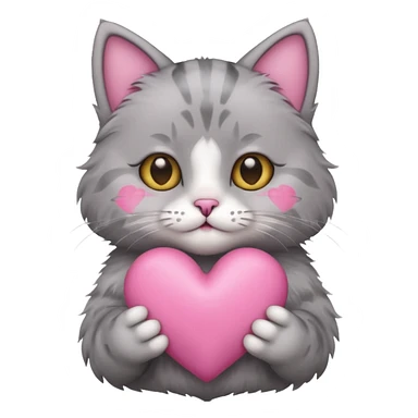 cat holding pink heart sticker
