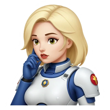 woman space marine in bodysuit whispering sticker