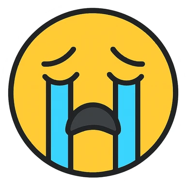 crying face, color outline icon style sticker