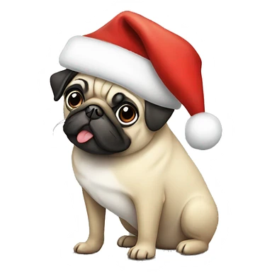 pug wearing santa hat sticker