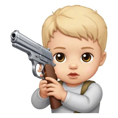 Baby with a gun sticker