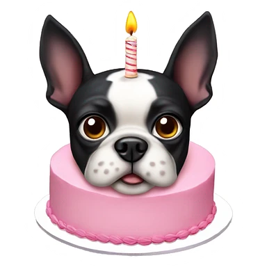 Boston terrier birthday cake  sticker