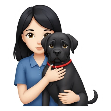 girl with long black hair hugging a black Cane Corso dog sticker
