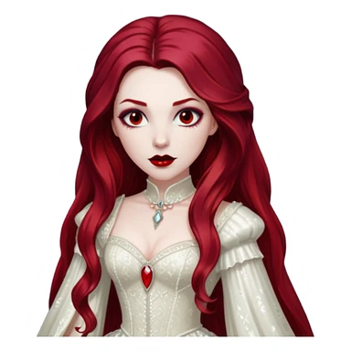 Bride of Dracula with long dark red hair, ivory sequin outfit sticker