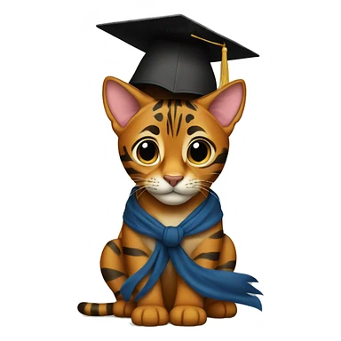 Bengal wearing graduation cap sticker