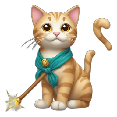 cat with wand sticker