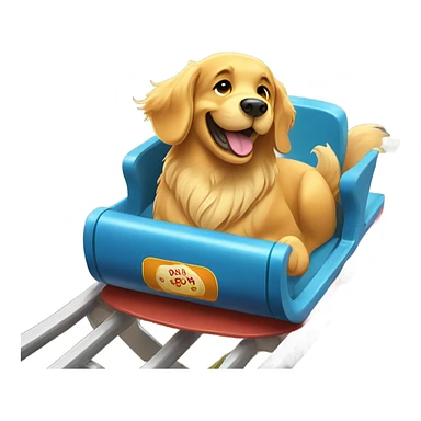 Golden retriever on a roller coaster sticker