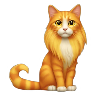 Orange and yellow cat with long hair sticker
