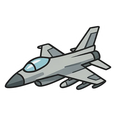flat toon style fighter jet sticker