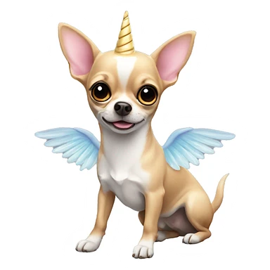 chihuahua with a unicorn wing flying sticker