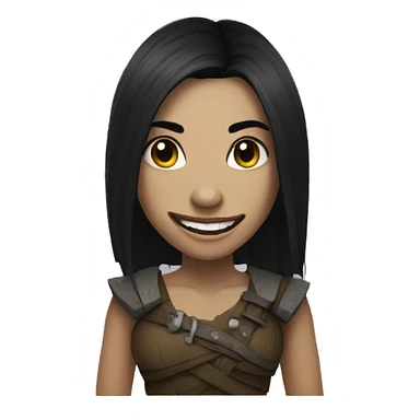 Half orc female with black hair and large teeth and a scar on face sticker