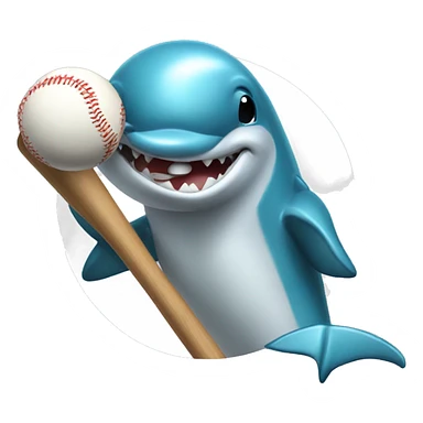 dolphin holding baseball bat  sticker