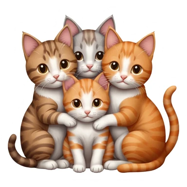 3 kittens cuddling together all different colours, the first one is grey and white, the second is ginger and white and the third is brown tabby and white sticker