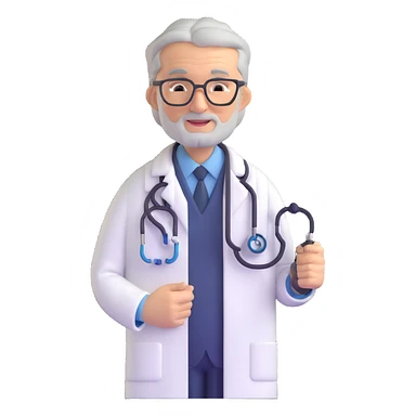 mature 60 year old doctor with stethoscope, gray hair, professional looking but not elderly sticker
