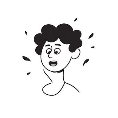 Hand-drawn face with exaggerated sweat drops flying off, stressed expression sticker