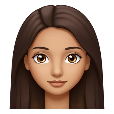 latina girl with straight long brown hair, dark dark brown eyes and lashes no bangs sticker