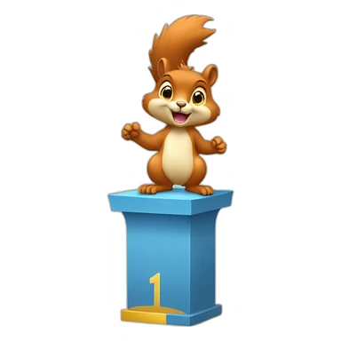 the squirrel stands on the prize podium taking first place sticker
