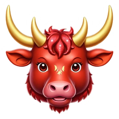 red glitter horned ox sticker