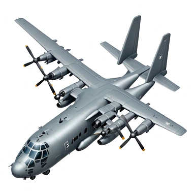 AC-130 gunship military aircraft with visible cannons and weapons flying in the sky sticker