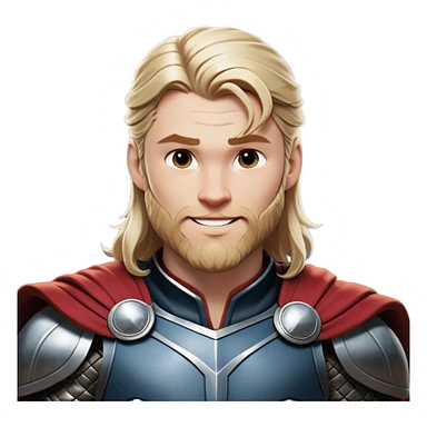 Cinematic Realistic Thor Portrait, head tilted playfully and inquisitively, showcasing his robust form and a warm, disarming smile. His expressive eyes and detailed armor are captured with lifelike clarity, as soft natural highlights reveal a side of the mighty god that is both approachable and full of mirth. sticker