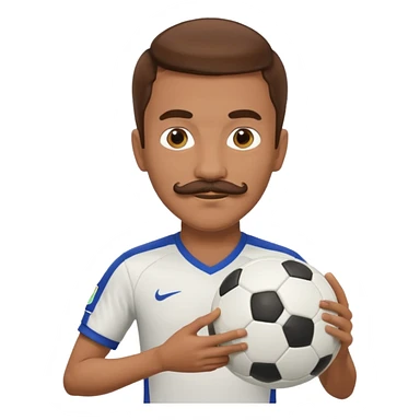 soccer player with mustache holding soccer ball sticker