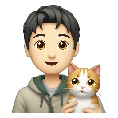 A Japanese boy with cat sticker