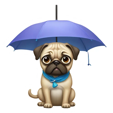 Pug holding umbrella sticker