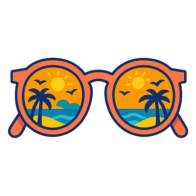 summer sunglasses with reflection of the beach modern fun style sticker