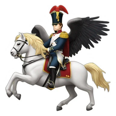 serious angry napoleon on horse hold golden eagle sticker