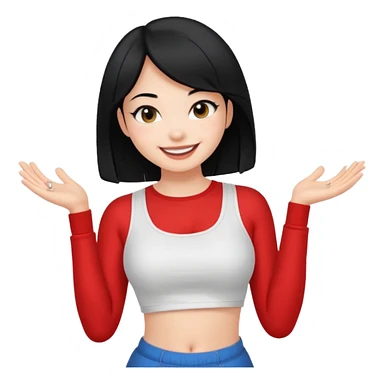 a black hair cute girl with white skin and Extreme Plung Crop Top. sticker