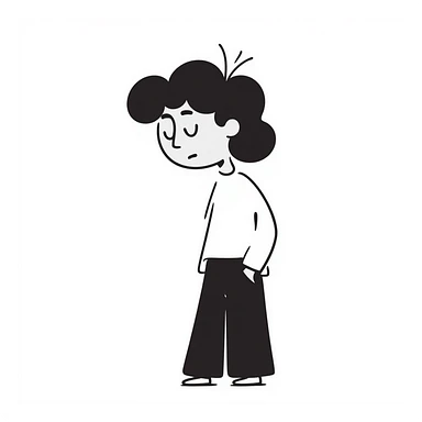 sad expression character, melancholic mood sticker